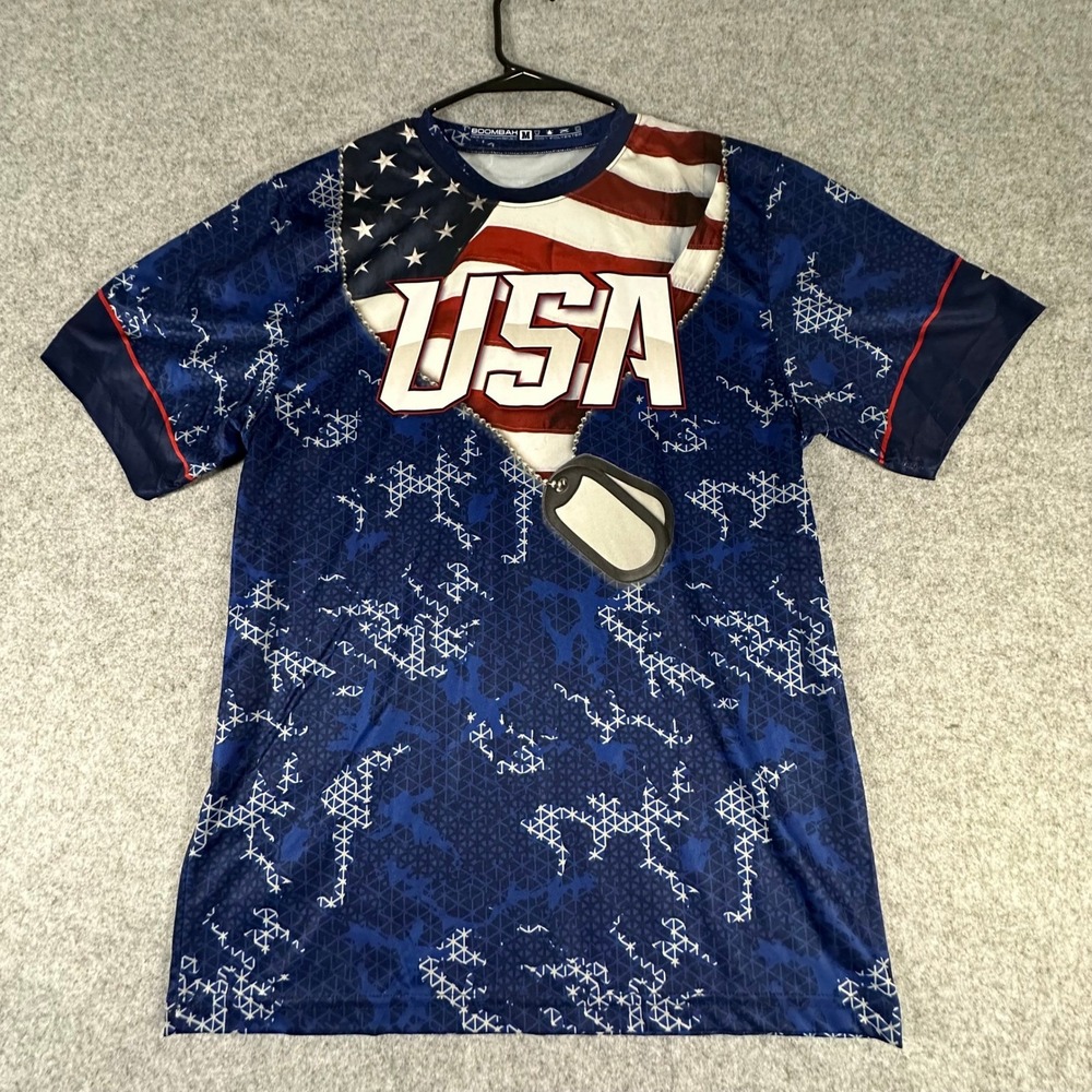 Boombah USA Jersey Medium Blue Mens Maccabiah 2022 Patriotic Camo